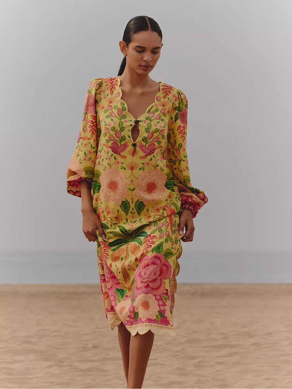 Farm Rio x Anthropologie Long-Sleeve Midi Dress
